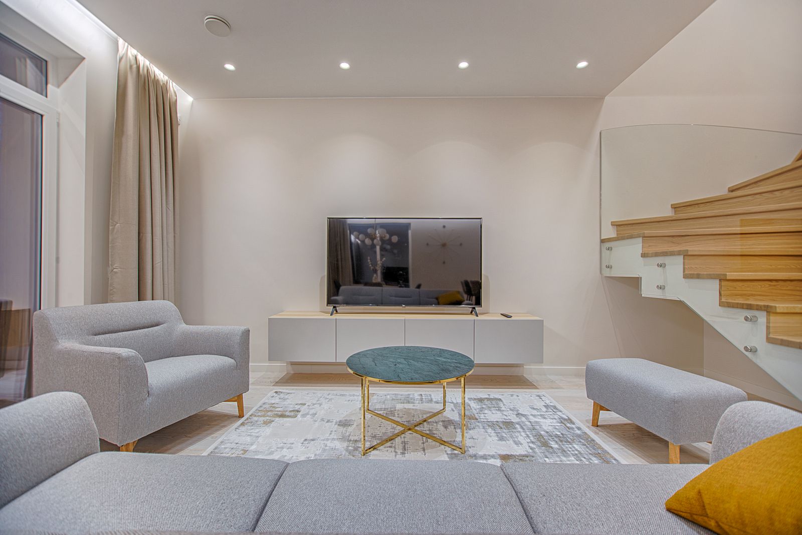 A bright, freshly painted modern living room with crisp clean walls in St. George, Utah